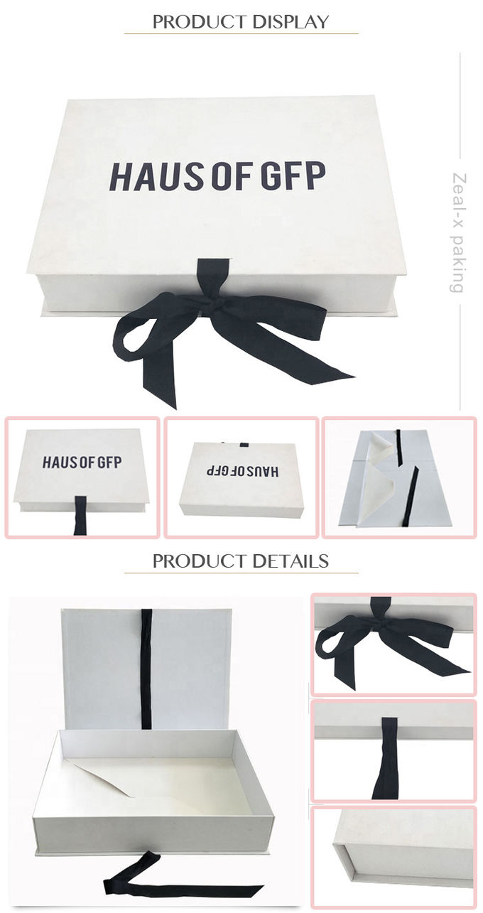Weißer flacher faltender Band-magnetische Schließungs-Geschenkbox-einfacher Transport für das Kleiderverpacken